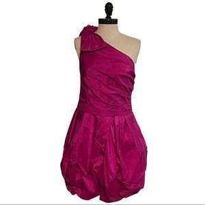 Robert Rodriguez Pink One Shoulder Bubble Hem Dress